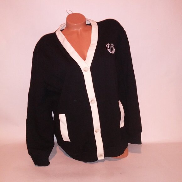 Victoria Secret PINK Sweater Black White Preppy Long Sleeve Button Up Cardigan - Picture 2 of 9